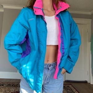 vintage bright columbia ski jacket windbreaker